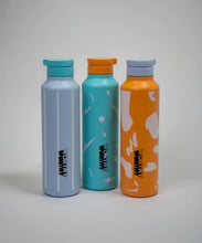 Load image into Gallery viewer, Eco, Love &amp; Other Stuff - 100% Australian Made, orange, blue and aqua sugarcane water bottles for $29.95 - durable, sustainable, lightweight, 100% recyclable