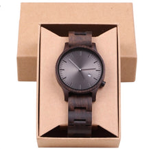 Load image into Gallery viewer, Eco Love &amp; Other Stuff Black Sandalwood, wooden watch, wooden bracelet, Battery, Adjustment tools and Gift Box included, unisex