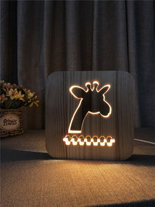 LED, Wooden night light - Pine Wood