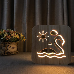 LED, Wooden night light - Pine Wood