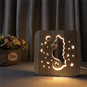 LED, Wooden night light - Pine Wood