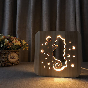 LED, Wooden night light - Pine Wood