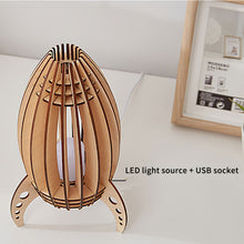 Load image into Gallery viewer, Wooden LED Space Rocket Lamp