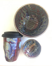 Load image into Gallery viewer, Eco, Love &amp; Other Stuff - Australian, Handmade, One of a kind Ceramic Cup, Mug, Small and medium Bowls. Colours blue and red &quot;crayfish&quot;, Black &quot;croc&quot; , Dark Blue, Light Blue and White &quot;celadon&quot;. Made on Magnetic Island, High quality Stoneware, Fired at 1280 degrees. 