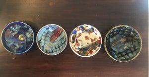 Eco, Love & Other Stuff - Australian, Handmade, One of a kind Ceramic Cup, Mug, Small and medium Bowls. Colours blue and red "crayfish", Black "croc" , Dark Blue, Light Blue and White "celadon". Made on Magnetic Island, High quality Stoneware, Fired at 1280 degrees. 