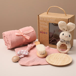 Eco, Love & Other Stuff - Baby / Newborn Gift Box - Includes baby bath towel, milestone cards, teether, rattle, baby brush - $49 instead of $59.99 - bunny