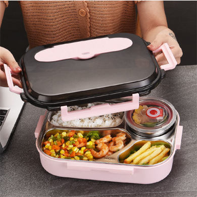 Eco, Love & Other Stuff - 304 Stainless Steel Lunch Box - 1500ml - 4 compartments - $ 39.00 - Pink