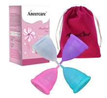 Load image into Gallery viewer, Eco Love &amp; Other Stuff Medical Grade Menstrual Cup Clear Blue Pink Purple