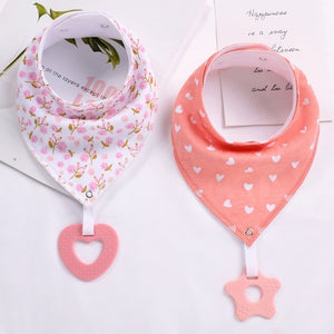 2 Pack, Organic Cotton Baby Drool Bib & Teether