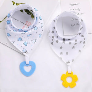 2 Pack, Organic Cotton Baby Drool Bib & Teether