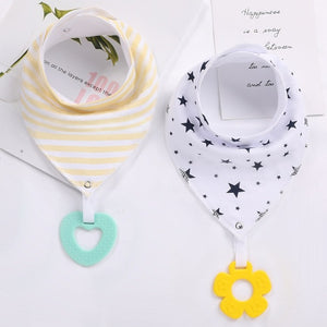 2 Pack, Organic Cotton Baby Drool Bib & Teether