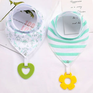 2 Pack, Organic Cotton Baby Drool Bib & Teether