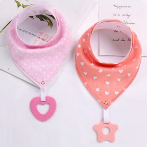 2 Pack, Organic Cotton Baby Drool Bib & Teether