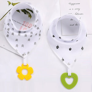 2 Pack, Organic Cotton Baby Drool Bib & Teether