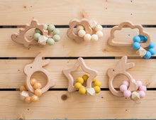 Load image into Gallery viewer, Baby Wooden Rattle &amp; Teether