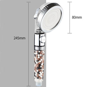 Water saving shower head with Mineral & Energy Filter Balls