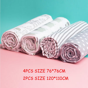 4 PACK - Newborn Baby, Cotton, Muslin Blankets