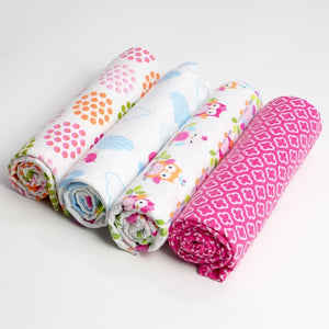 4 PACK - Newborn Baby, Cotton, Muslin Blankets