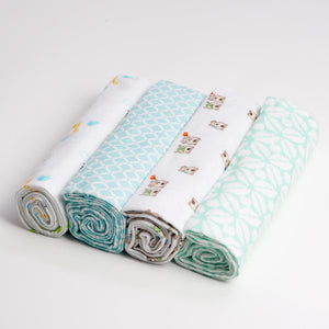 4 PACK - Newborn Baby, Cotton, Muslin Blankets