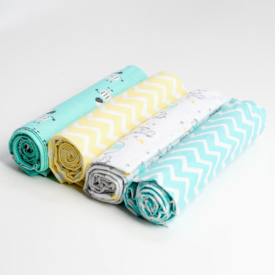 4 PACK - Newborn Baby, Cotton, Muslin Blankets