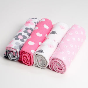 4 PACK - Newborn Baby, Cotton, Muslin Blankets