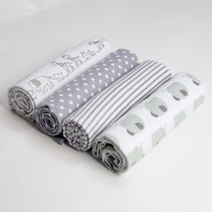 4 PACK - Newborn Baby, Cotton, Muslin Blankets