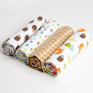 4 PACK - Newborn Baby, Cotton, Muslin Blankets