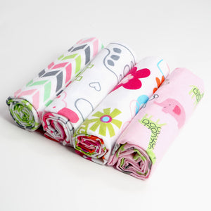 4 PACK - Newborn Baby, Cotton, Muslin Blankets