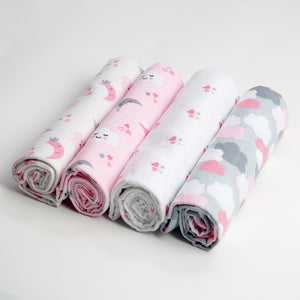 4 PACK - Newborn Baby, Cotton, Muslin Blankets