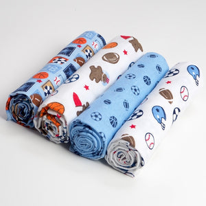 4 PACK - Newborn Baby, Cotton, Muslin Blankets