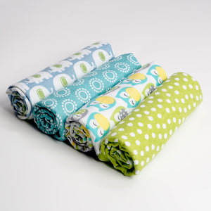 4 PACK - Newborn Baby, Cotton, Muslin Blankets