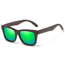 Load image into Gallery viewer, Eco, Love &amp; Other Stuff, bamboo, uv400, polarized sunglasses. Colour lenses to choose from are Black, Brown, Blue, Green, Red, Silver. BESTSELLER! These lenses are green