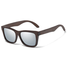 Load image into Gallery viewer, Eco, Love &amp; Other Stuff, bamboo, uv400, polarized sunglasses. Colour lenses to choose from are Black, Brown, Blue, Green, Red, Silver. BESTSELLER! These lenses are silver