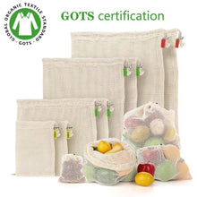 Load image into Gallery viewer, GOTS certified - 100% Organic Cotton Mesh Bags