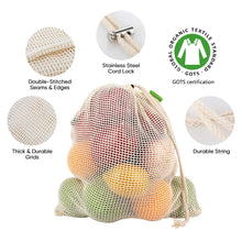 Load image into Gallery viewer, GOTS certified - 100% Organic Cotton Mesh Bags