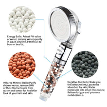 Load image into Gallery viewer, Water saving shower head with Mineral &amp; Energy Filter Balls