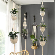 Load image into Gallery viewer, Eco, Love &amp; Other Stuff- macrame plant hangers - made with 100% cotton, decorative beads and wooden ring