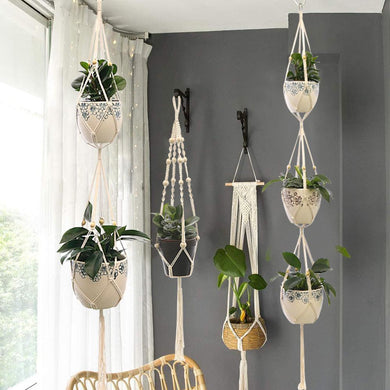 Eco, Love & Other Stuff- macrame plant hangers - made with 100% cotton, decorative beads and wooden ring