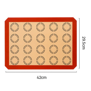 Eco, Love & Other Stuff Silicone Baking Mat, reusable, durable, washable, circles in background when baking macarons, comes in different sizes and colours, starting from $37