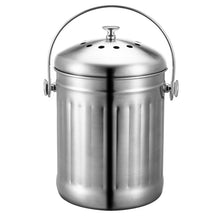 Load image into Gallery viewer, Eco, Love &amp; Other Stuff 5L kitchen compost bin for all your food scraps, available in different colours white black and silver, made from galvanized iron, with activated charcoal filter to keep fruit flies and odours out, priced at $69.99, dont forget to use your 20% welcome discount - SILVER EDITION