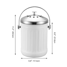 Load image into Gallery viewer, Eco, Love &amp; Other Stuff 5L kitchen compost bin for all your food scraps, available in different colours white black and silver, made from galvanized iron, with activated charcoal filter to keep fruit flies and odours out, priced at $69.99, dont forget to use your 20% welcome discount - WHITE EDITION