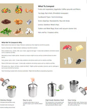 Load image into Gallery viewer, Eco, Love &amp; Other Stuff 5L kitchen compost bin for all your food scraps, available in different colours white black and silver, made from galvanized iron, with activated charcoal filter to keep fruit flies and odours out, priced at $69.99, dont forget to use your 20% welcome discount