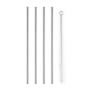 Eco, Love & Other Stuff 4Pcs Stainless Steel Metal Drinking Straw Straight Bent with Brush