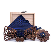 Load image into Gallery viewer, Eco, Love &amp; Other Stuff Wooden Bow Tie, Handkerchief Set And Box Fashion Novelty ties