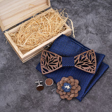 Load image into Gallery viewer, Eco, Love &amp; Other Stuff Wooden Bow Tie, Handkerchief Set And Box Fashion Novelty ties