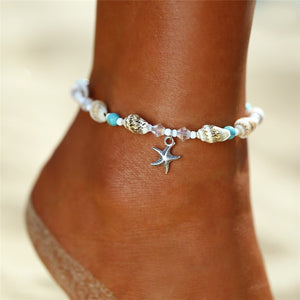 Eco, Love & Other Stuff Island Life: Ocean - Starfish Stone Beads Shells Pendant, Anklet