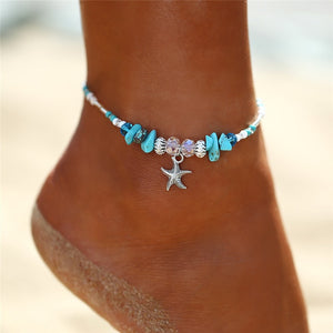 Eco, Love & Other Stuff Island Life: Ocean - Starfish Stone Beads Shells Pendant, Anklet