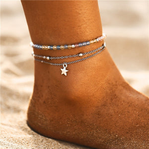 Eco, Love & Other Stuff Island Life: Ocean - Starfish Stone Beads Shells Pendant, Anklet