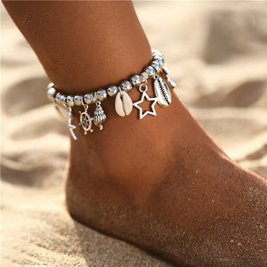 Eco, Love & Other Stuff Island Life: Ocean - Starfish Stone Beads Shells Pendant, Anklet