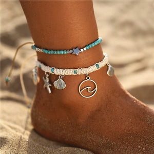 Eco, Love & Other Stuff Island Life: Ocean - Starfish Stone Beads Shells Pendant, Anklet